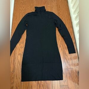 100%‎ Merino wool The  Limited Elegant Black Long Sleeve Dress